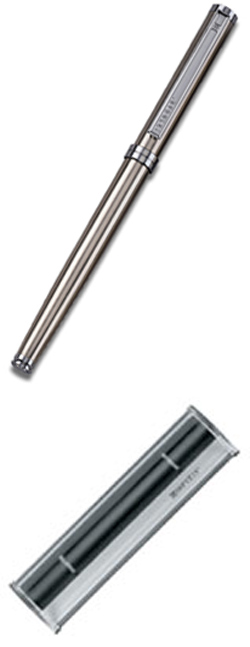 Ручка-роллер DELGADO SENATOR металл с серебром, цвет чернил синий, ширина штриха 0.5мм