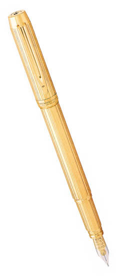 Перьевая ручка Waterman Men100, цвет: Solid Gold (золото 750 пробы, 14.31), перо: M (16016), перо: золото 18К