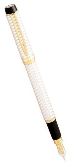 Перьевая ручка Waterman Men100, цвет: Solid Silver, серебро 925-й пробы, 11.17, перо: F (16205), перо: золото 18К