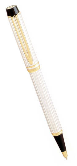 Шариковая ручка Waterman Men100, цвет: Solid Silver (серебро 925 пробы, 11.17), стержень: Mblue (26205)